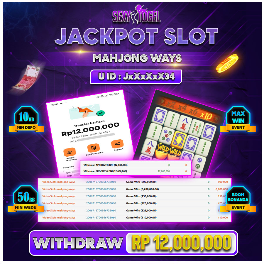SEXYTOGEL JACKPOT SLOT MAHJONG WAYS Rp.12.000.000.,-LUNAS